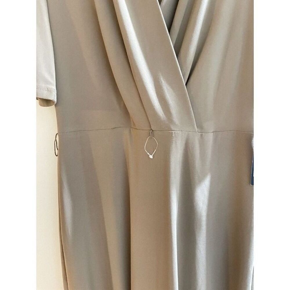 Tommy Hilfiger Maxi Cocktail Dress Khaki Brown 3/4 Sleeve V Neck Size 6 NWT - Picture 6 of 8